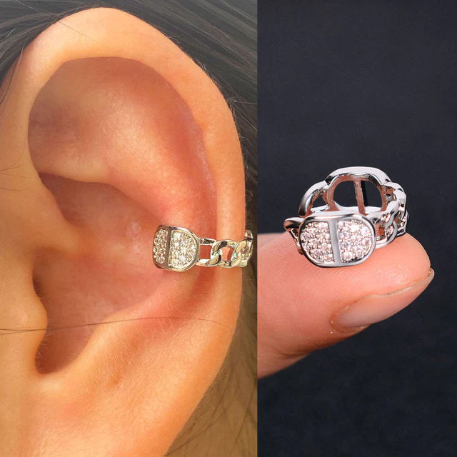 1Pc Hollow Geometry Rainbow CZ Cuff Wrap Clip On Earrings Women Climber Ear Cartilage Bone Clips - Image 15
