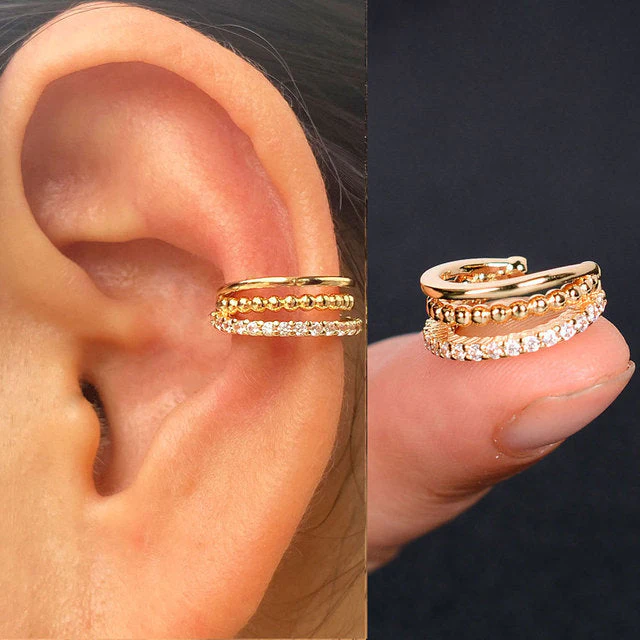 1Pc Hollow Geometry Rainbow CZ Cuff Wrap Clip On Earrings Women Climber Ear Cartilage Bone Clips - Image 18