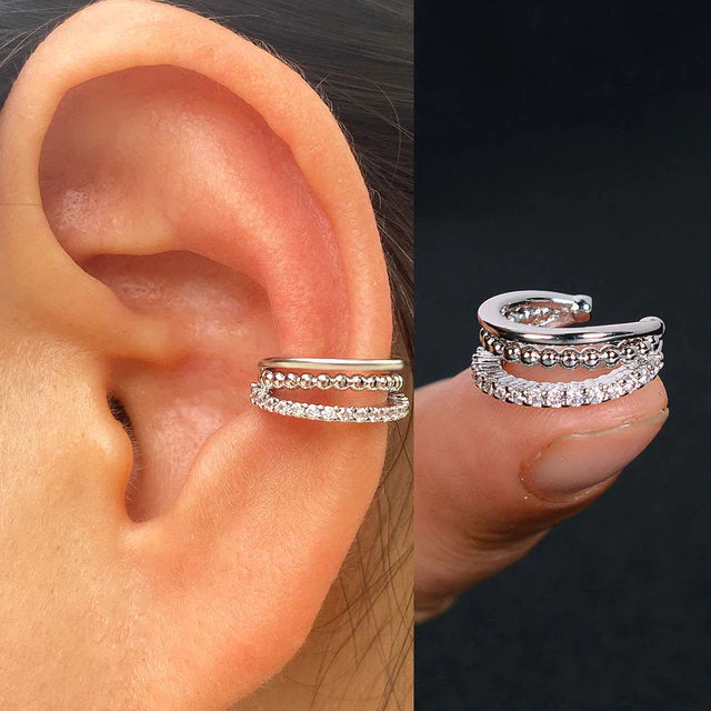 1Pc Hollow Geometry Rainbow CZ Cuff Wrap Clip On Earrings Women Climber Ear Cartilage Bone Clips - Image 19