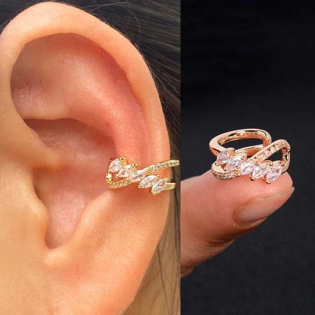 1Pc Hollow Geometry Rainbow CZ Cuff Wrap Clip On Earrings Women Climber Ear Cartilage Bone Clips - Image 4