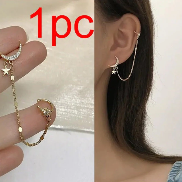 1PC New Fashion Gold Color Moon Star Clip Earrings Ear Cuff - Image 11