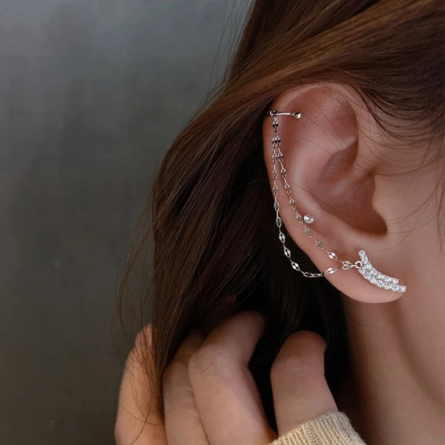 1PC New Fashion Gold Color Moon Star Clip Earrings Ear Cuff - Image 13